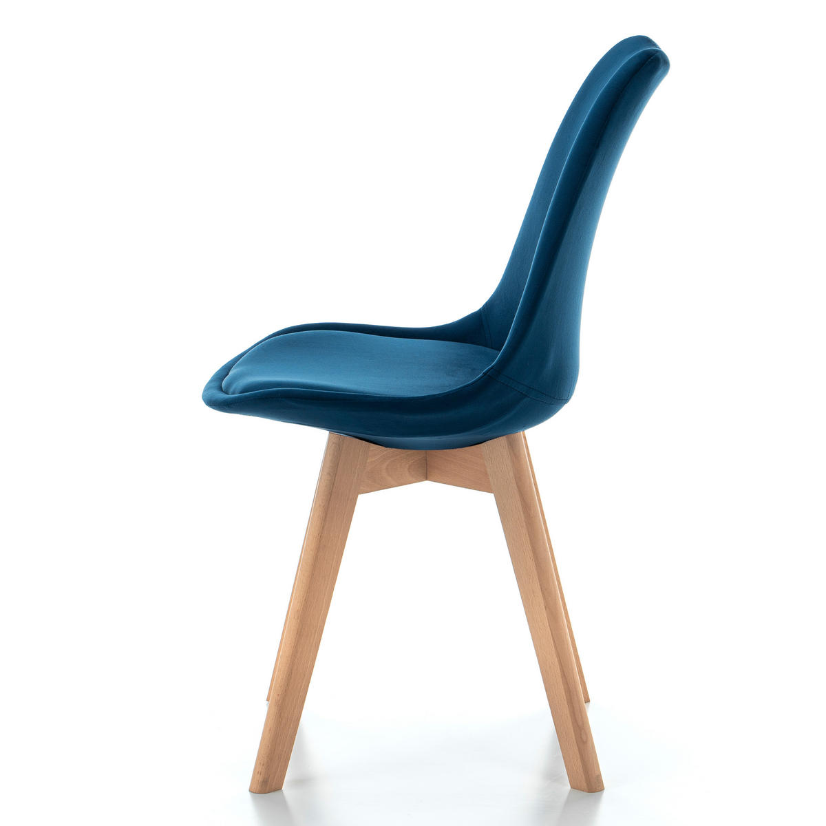 STUHL Dublin modern marineblau, Holzbeinen - Veloursstoff und Polsterschaum - Dunkelblau/Naturfarben, Holz/Textil (50/83/54cm) - NEW HOME