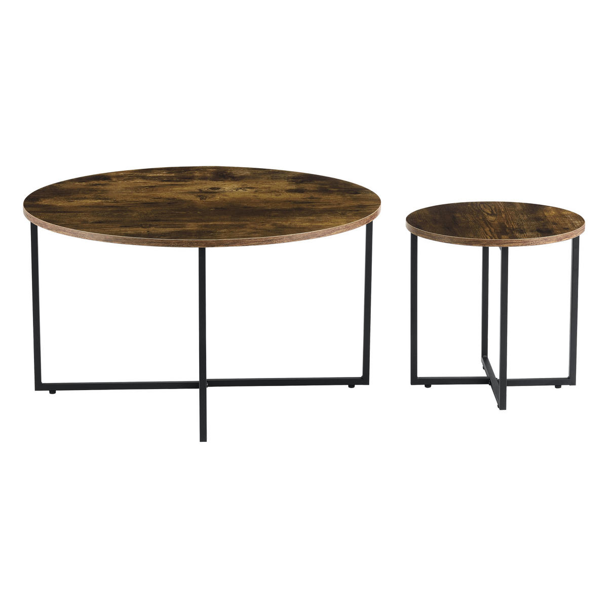 TISCH Härjedalen SET 2-teilig 80/80/45 - Braun, Metall (80/80/45cm) - [en.casa]