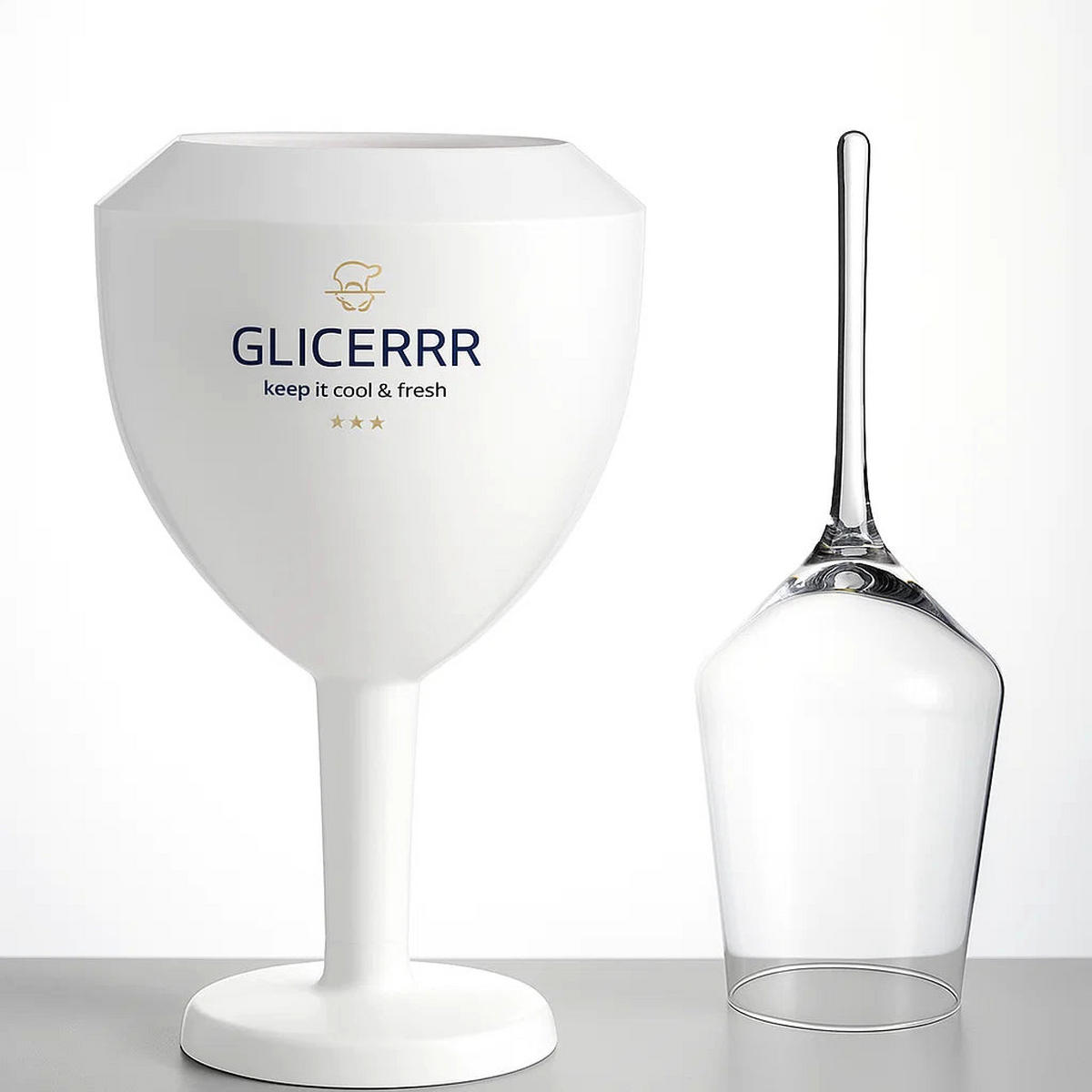 WEINGLASKÜHLER - und Halterset + Glas - 2-teilig - Weiß, Kunststoff (0.1L)