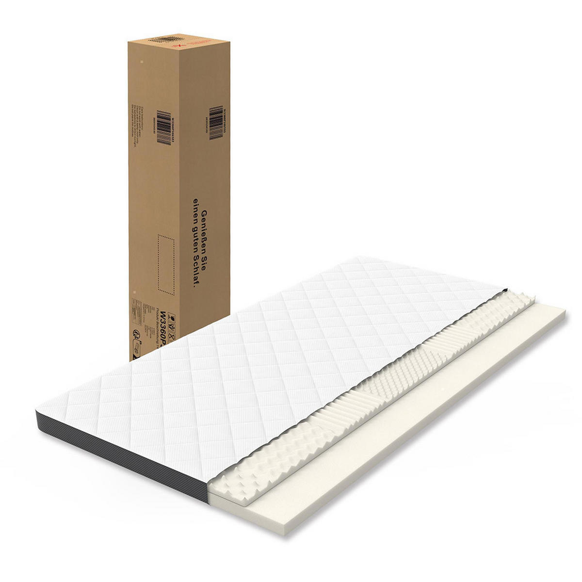 SCHAUMSTOFFMATRATZE,MITTLERE Festigkeit H3, 7-Zonen-Schaumstoff, Dicke 7cm –180×200cm - Weiß, Textil (180/200cm) - KOMHTOM