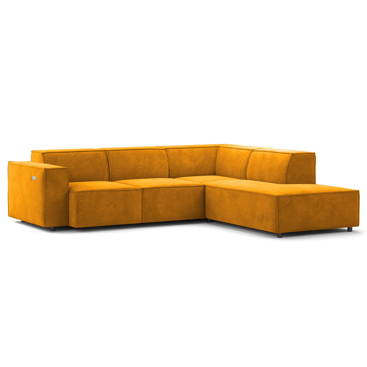 ECKSOFA mit Ottomane - Gelb/Schwarz, Kunststoff/Textil (260/234cm) - home24