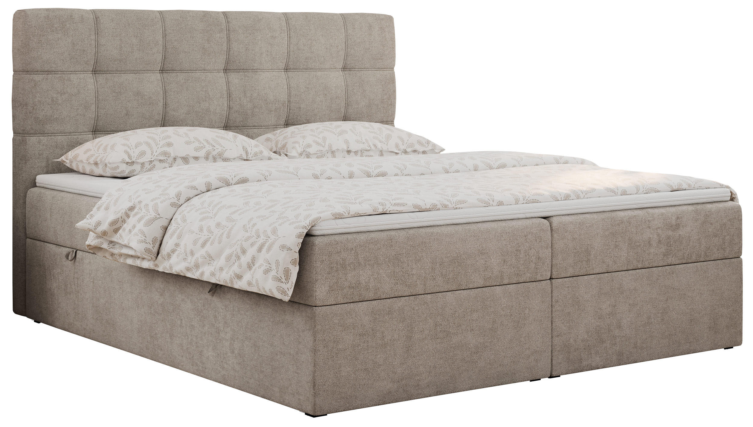 BOXBETT ERNI 120/200 - Beige Strukture - H3 - Beige, Holz/Textil (120/200cm) - MKS