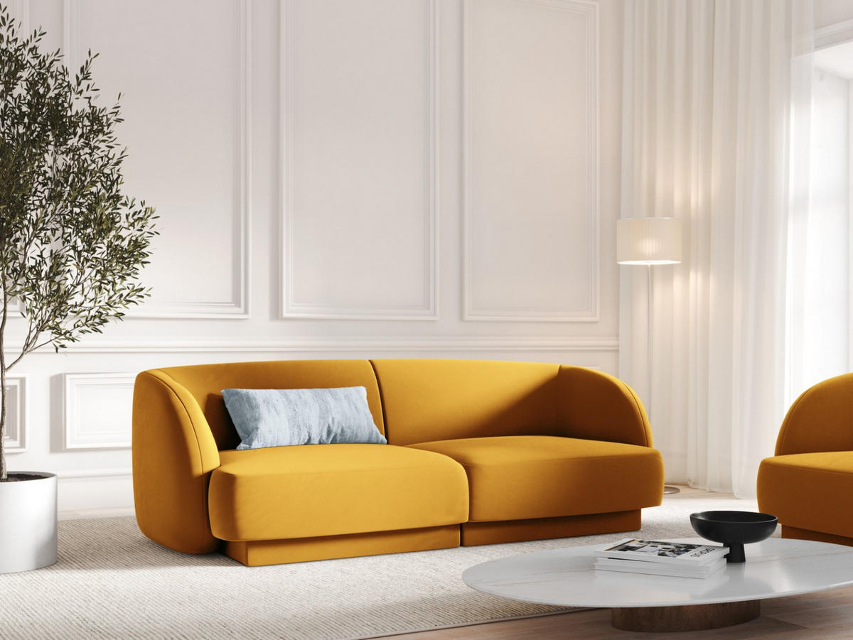 SOFA Miley aus Samt gelb 2 Sitzplätze - Gelb, Textil (90/70/180cm) - Micadoni