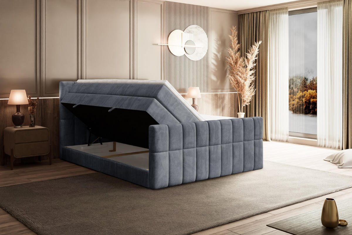 BOXSPRINGBETT MIAMI-Z KING - 120x200 - H3/H4 - Grau - Grau, Holzwerkstoff (120/200cm) - ALTDECOR