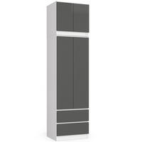 KLEIDERSCHRANK Weiß, Grau 60x51x234 cm - Graphitfarben/Weiß, Holzwerkstoff (60/234/51cm) - Akord