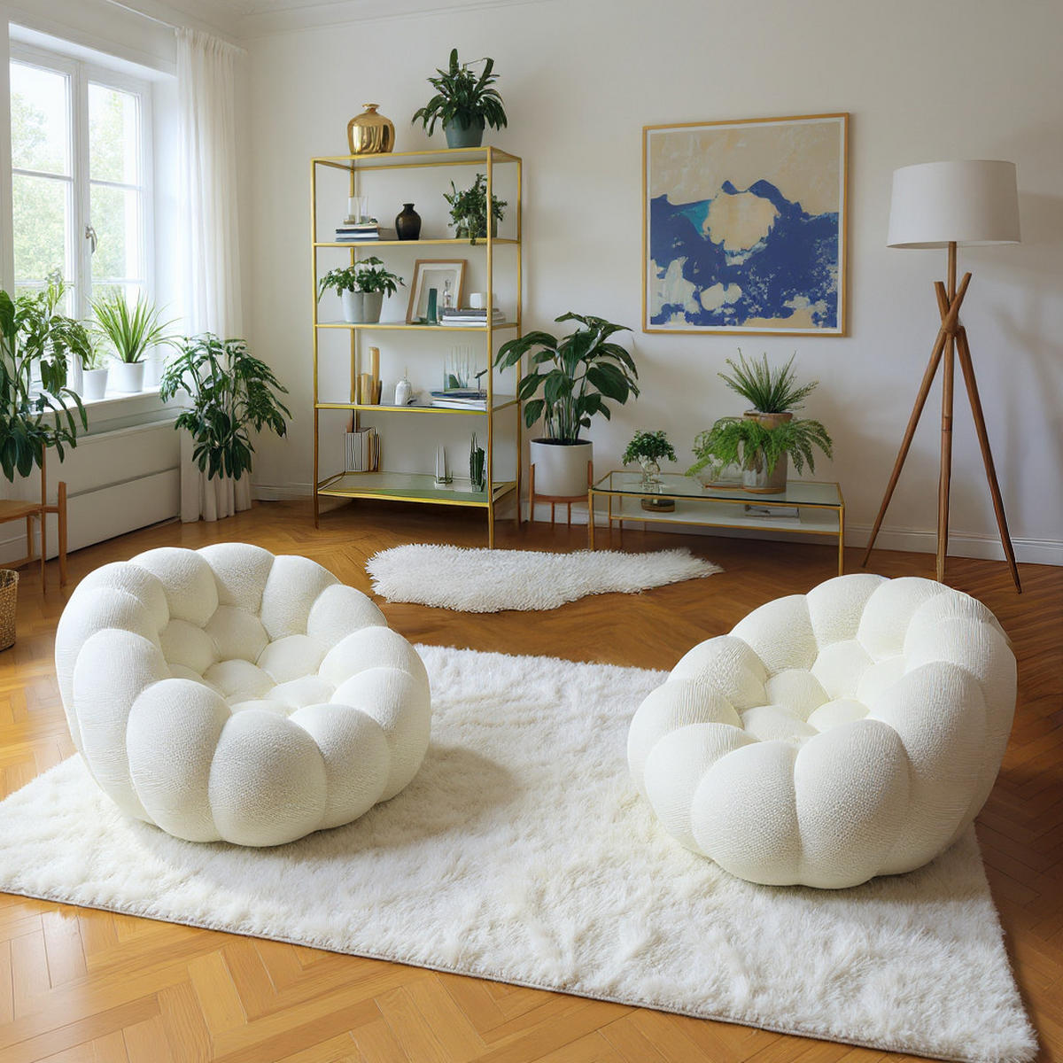 WOHNZIMMERSESSEL Cocoon 1-Sitzer - Weiß - Weiß, Textil (100/75/113cm) - COCO Living