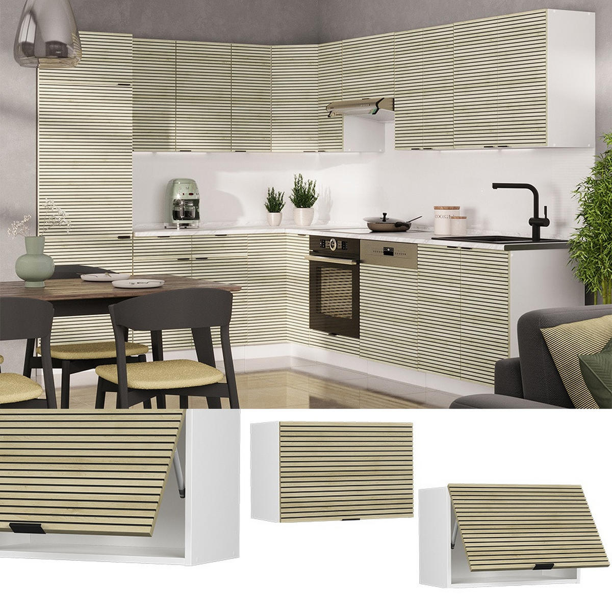 HÄNGESCHRANK Fame-Line Eiche Paneel 60 cm Flach - Eichefarben/Weiß, Holzwerkstoff (60/40/34.1cm) - Vicco