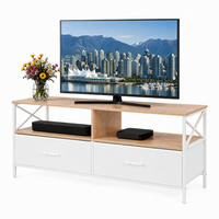 TV-LOWBOARD Holzoptik-Weiß Stoffschubladen 120 cm - Multicolor, Holzwerkstoff/Textil (120/50/40cm) - Relaxdays