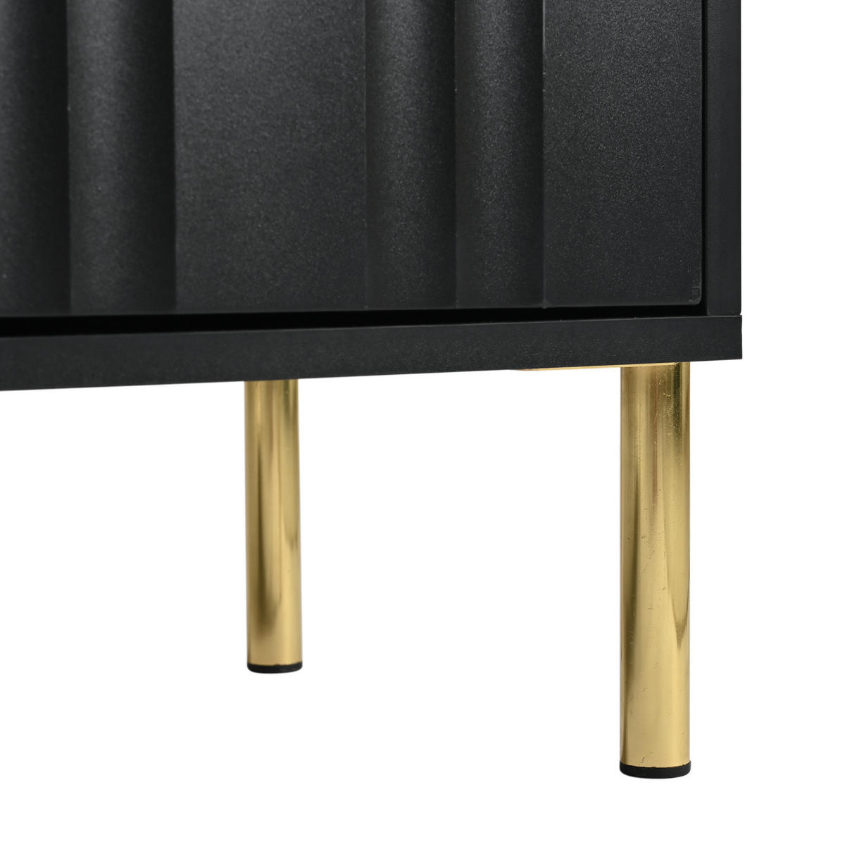 TV-SCHRANK 190/38/48 cm schwarz aus MDF mit gerillten Türen - Schwarz, Holzwerkstoff (190/48/38cm) - OKWISH