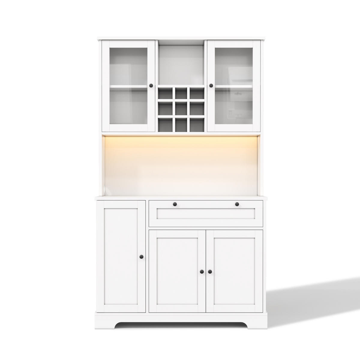 BUFFET 105/40/180 cm aus MDF mit LED-Beleuchtung und Steckdosenleiste Weiß - Weiß, Holzwerkstoff (105/180/40cm) - Modenvie