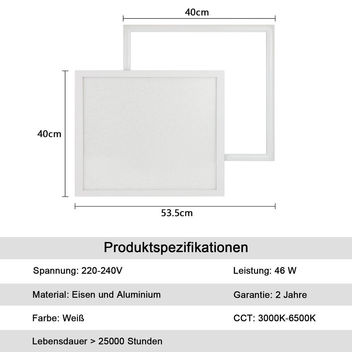 LED-DECKENLEUCHTE Carl 53/53/5 cm - Weiß, Metall (53/53/5cm) - Nettlife