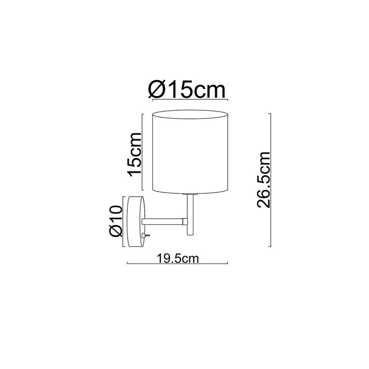 WANDLEUCHTE Metall Sand, Textilschirm, Kippschalter - Bernsteinfarben, Metall (15/26/20cm) - Globo Lighting