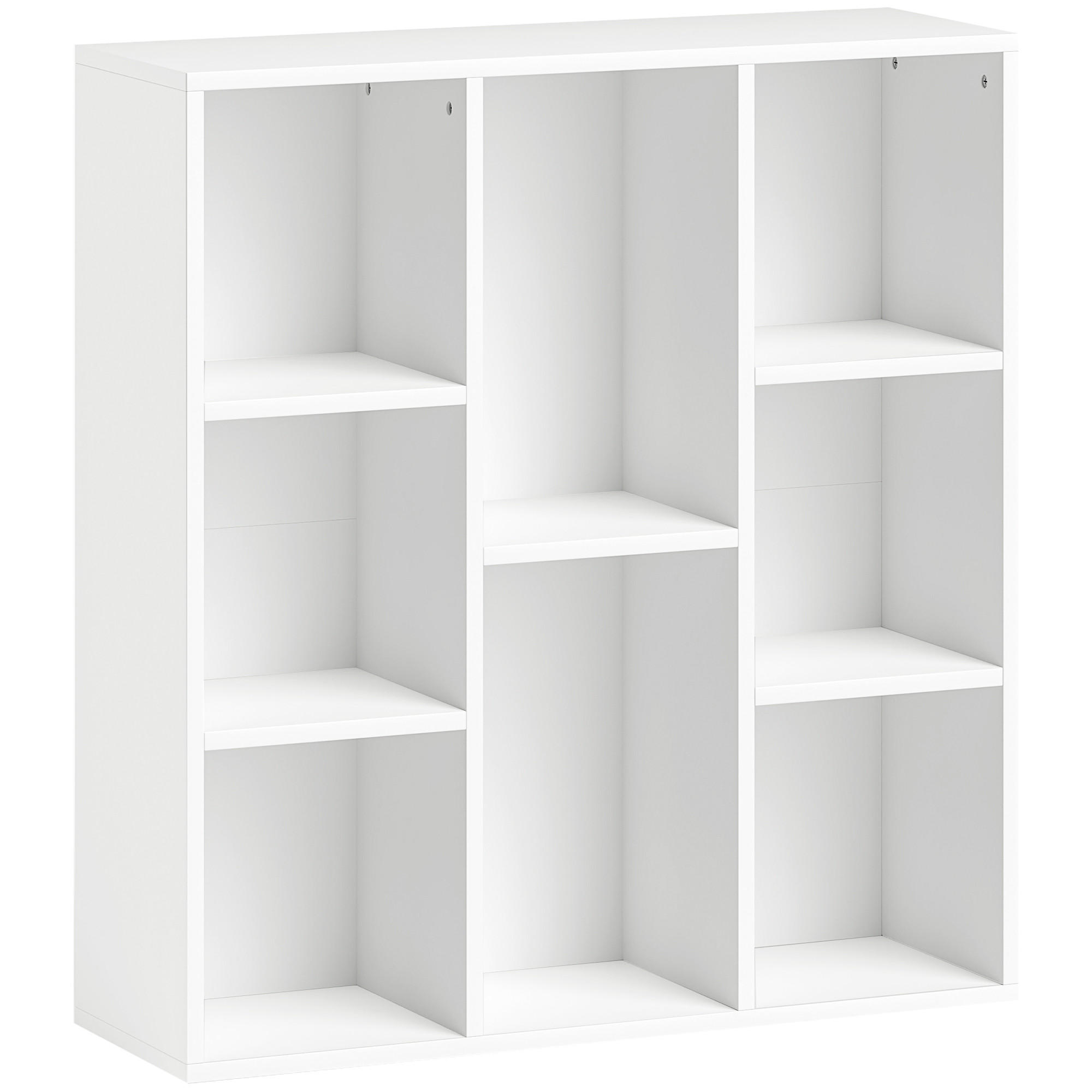 BÜCHERREGAL, Standregal mit 8 Ebenen, Aufbewahrungsregal, für Wohnzimmer - Weiß, Karton (24/80/74.3cm) - HOMCOM