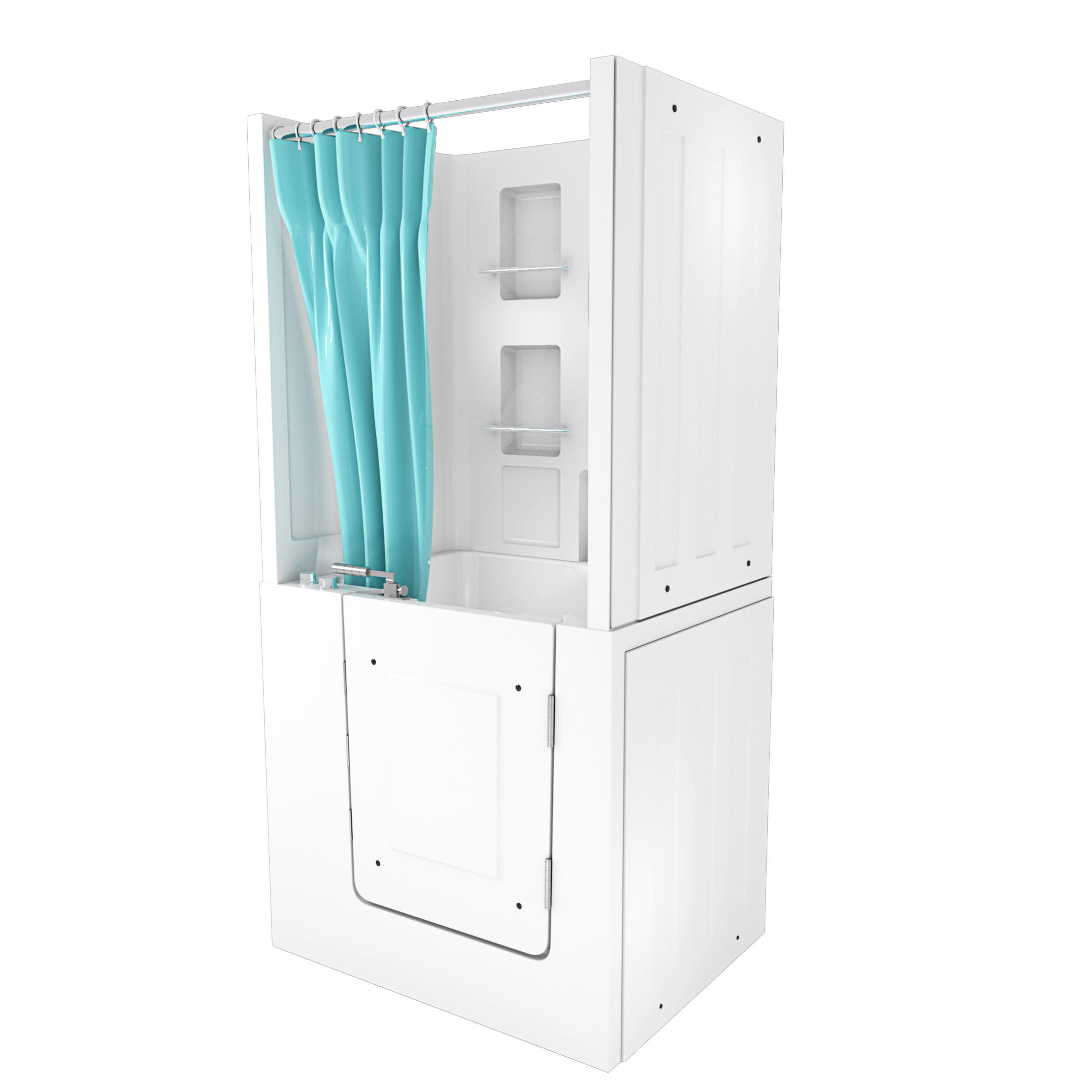 SENIORENDUSCHE S02D-A-R Weiß - Weiß, Glas/Kunststoff (78/100/205cm) - AcquaVapore by Sandra Jentho