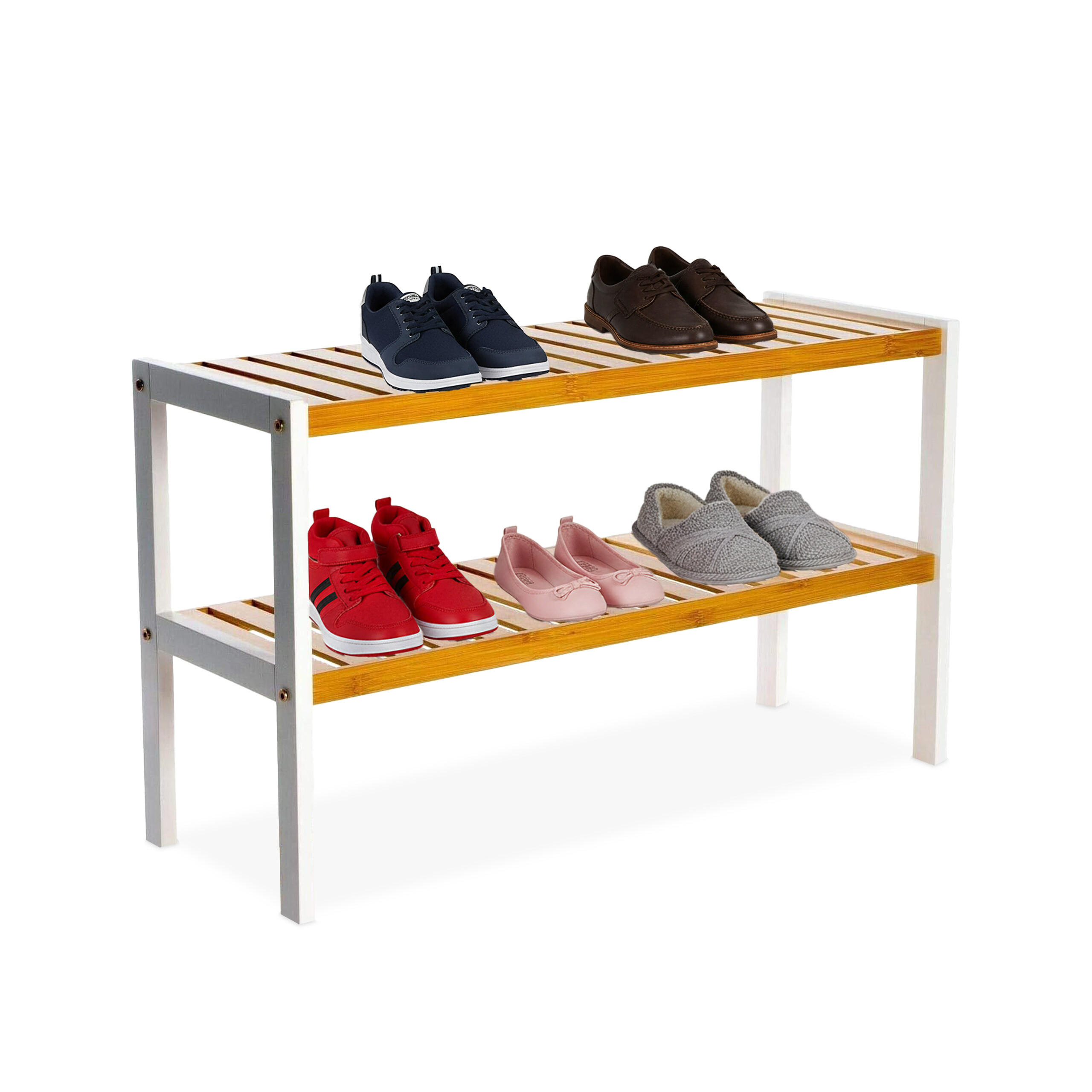 PANTOFAR Natural alb bambus 2 rafturi