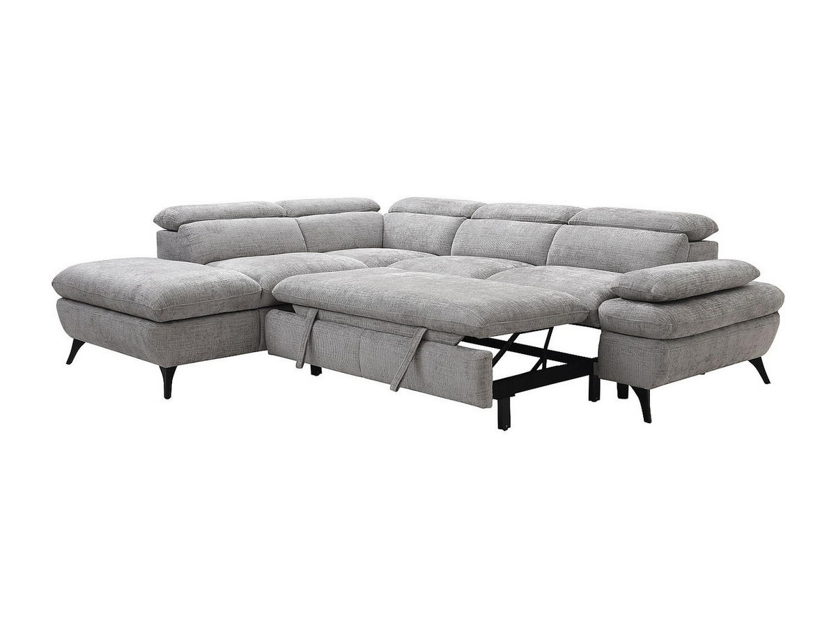 SCHLAFSOFA - 5 Personen - stoff - grau Surdeli - Grau, Textil/Metall (280/79/233cm) - Vente-Unique
