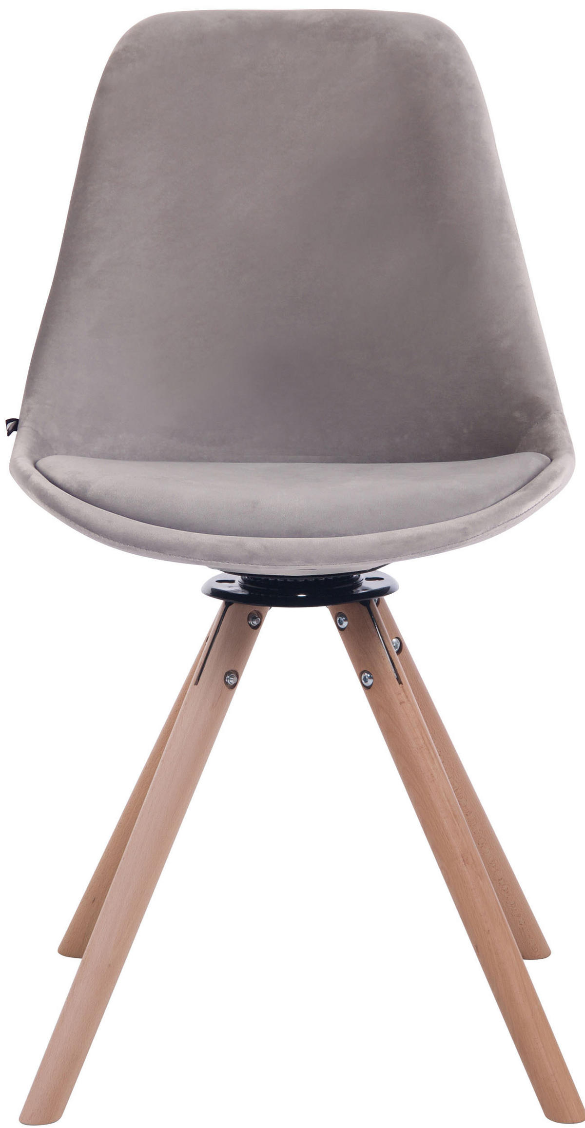 STUHL Samt grau - Eukalyptusholzfarben/Grau, Holz/Textil (48/84/56cm) - CLP