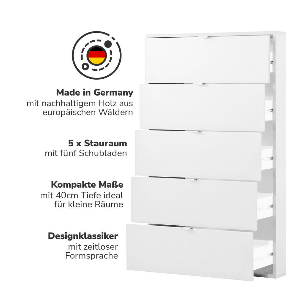 Thumbnail - Mokebo Kommode, Weiß, Holzwerkstoff, 80x117x40 cm, Wohnzimmer, Kommoden & Sideboards, Highboards