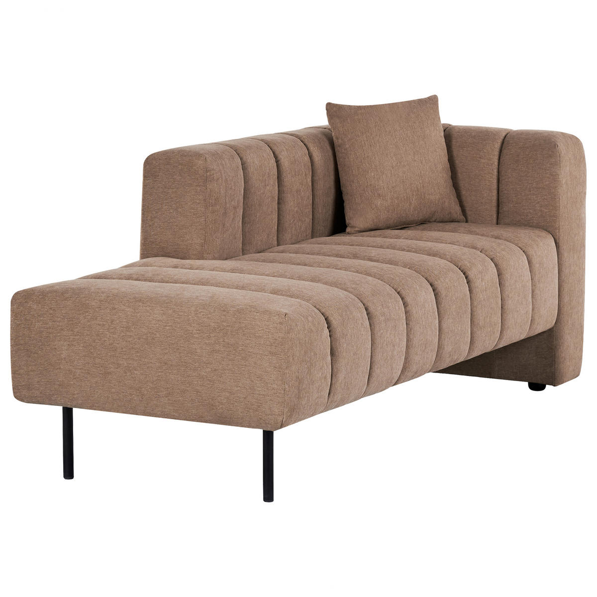 CHAISELONGUE-RECHTSSEITIGE Stoff Hellbraun Lannils - Hellbraun/Schwarz, Textil (173/73/79cm) - Beliani
