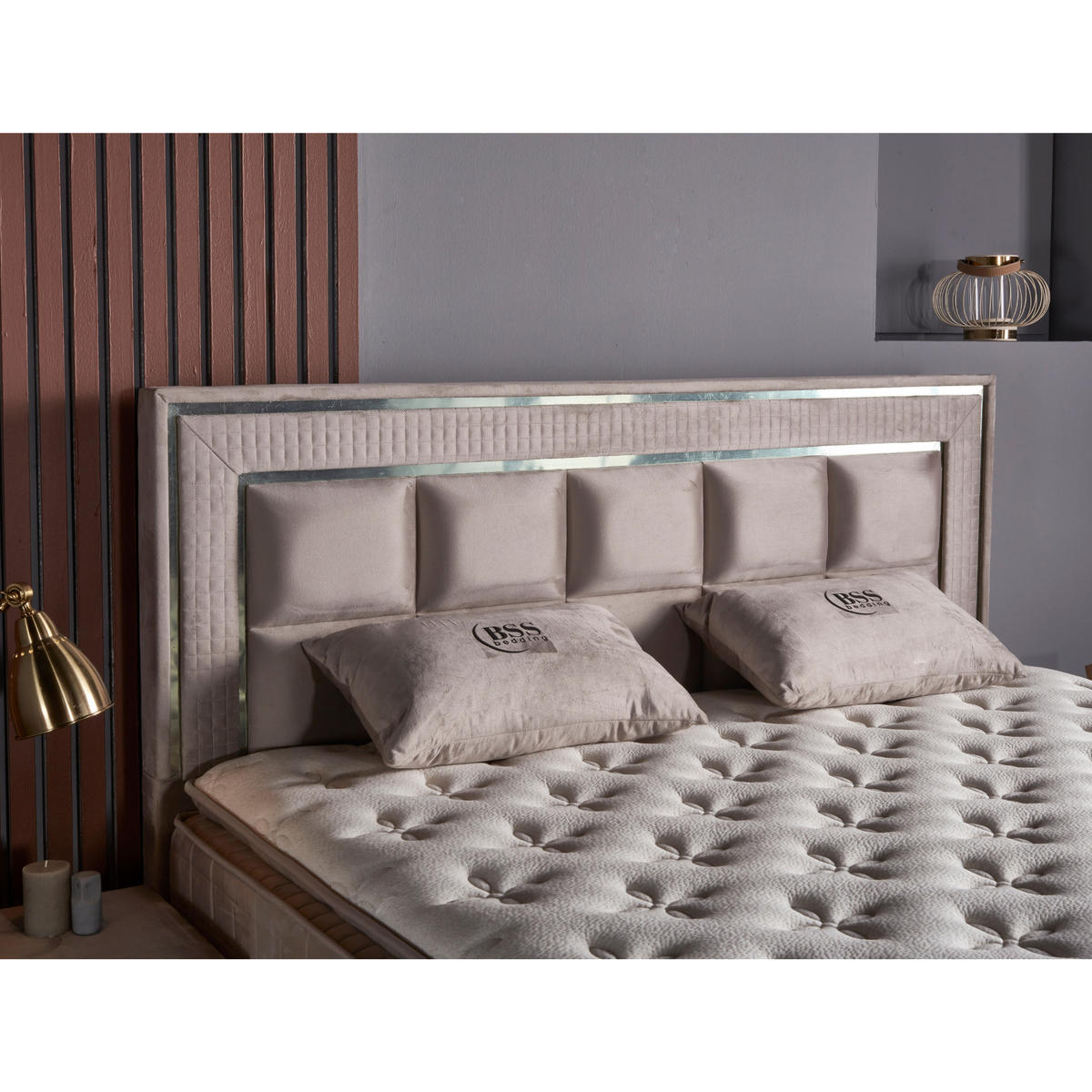 BOXBETT Wooltouch Bett mit Matratze 140x200 - Beige, Holz (140/200cm)