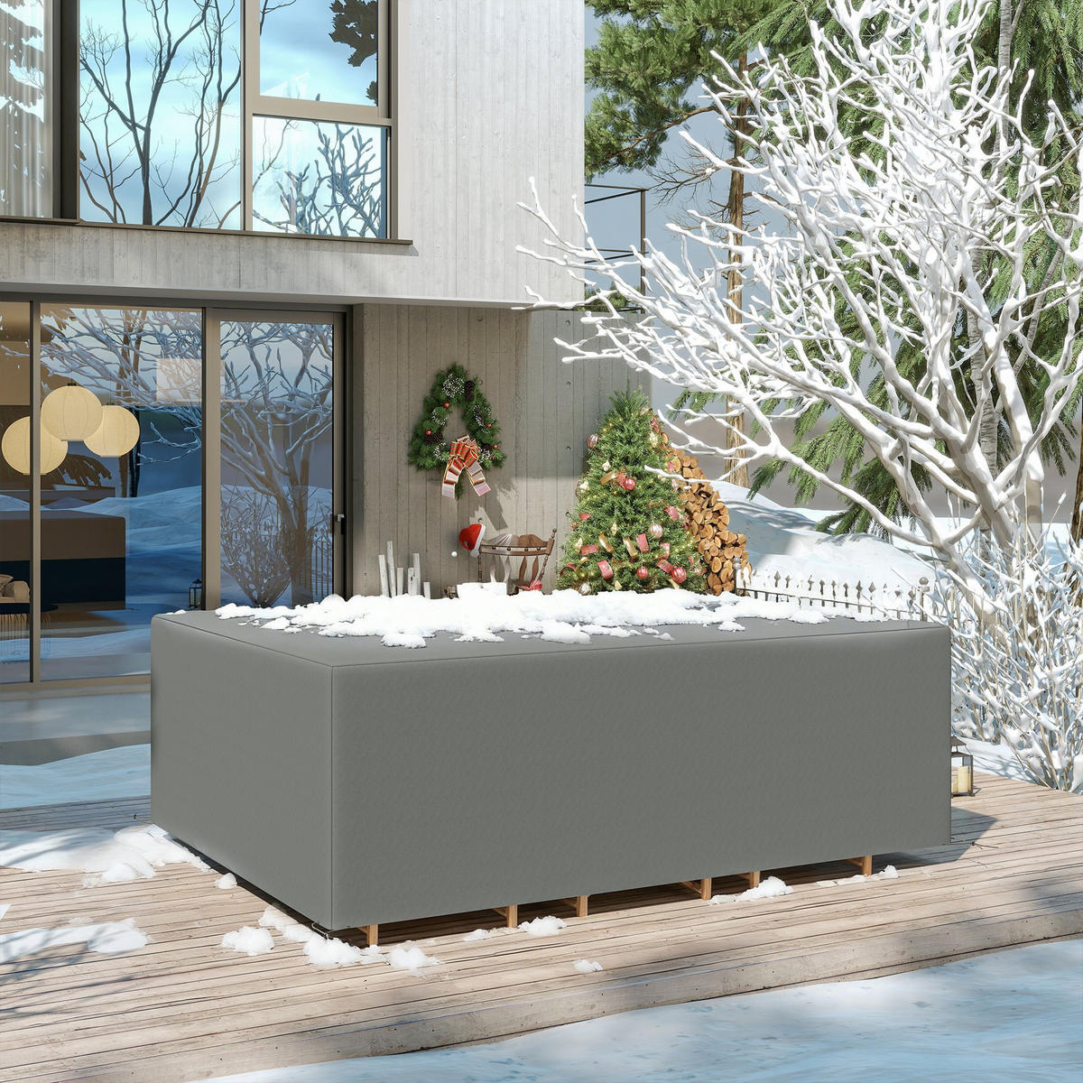 SCHUTZHÜLLE Dunkelgrau 275/205/90 cm - Dunkelgrau, Textil (205/90/275cm) - Outsunny