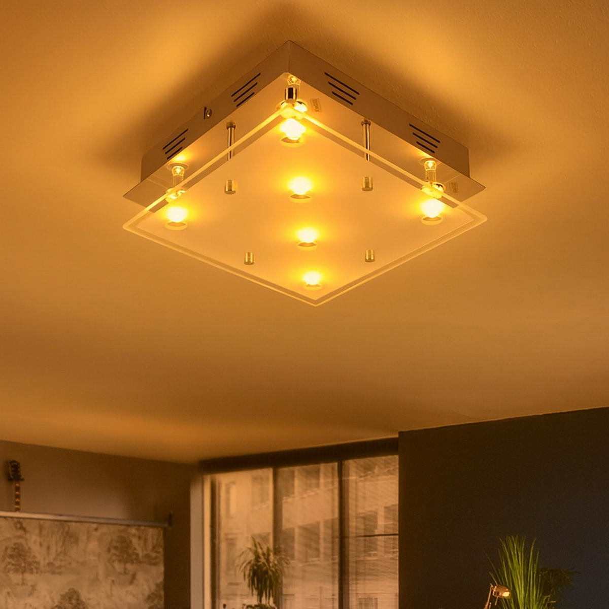 LED DECKENLEUCHTE Metall Silber gebürstet - Silberfarben, Glas (30/30/8cm) - Esto