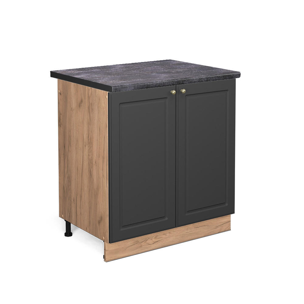 SPÜLENUNTERSCHRANK Fame-Line Anthrazit-Gold 80 cm, AP Anthrazit - Honigeiche/Anthrazit, Holzwerkstoff (80/82/60cm) - Vicco