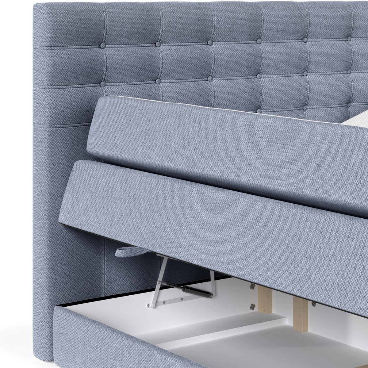 BOXSPRINGBETT Blend Blau Grau 120/200 cm mit Matratze - Blaugrau/Schwarz, Holz/Holzwerkstoff (120/200cm) - Maison de Reve