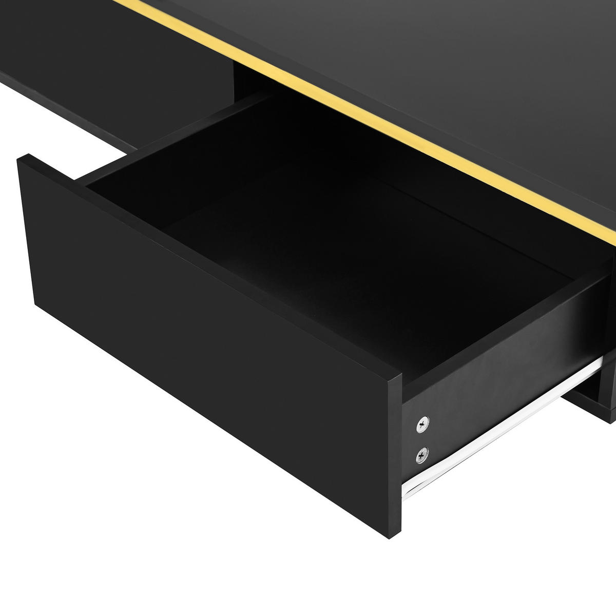 COUCHTISCH 100/50/36 cm Schwarz aus Holzwerkstoff mit beidseitigen Schubladen und Hochglanzoberfläche - Schwarz, Holzwerkstoff (100/50/36cm) - OKWISH