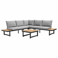 GARTEN-LOUNGEGARNITUR 6-Sitzer, Grau - Grau, Holz - Oviala