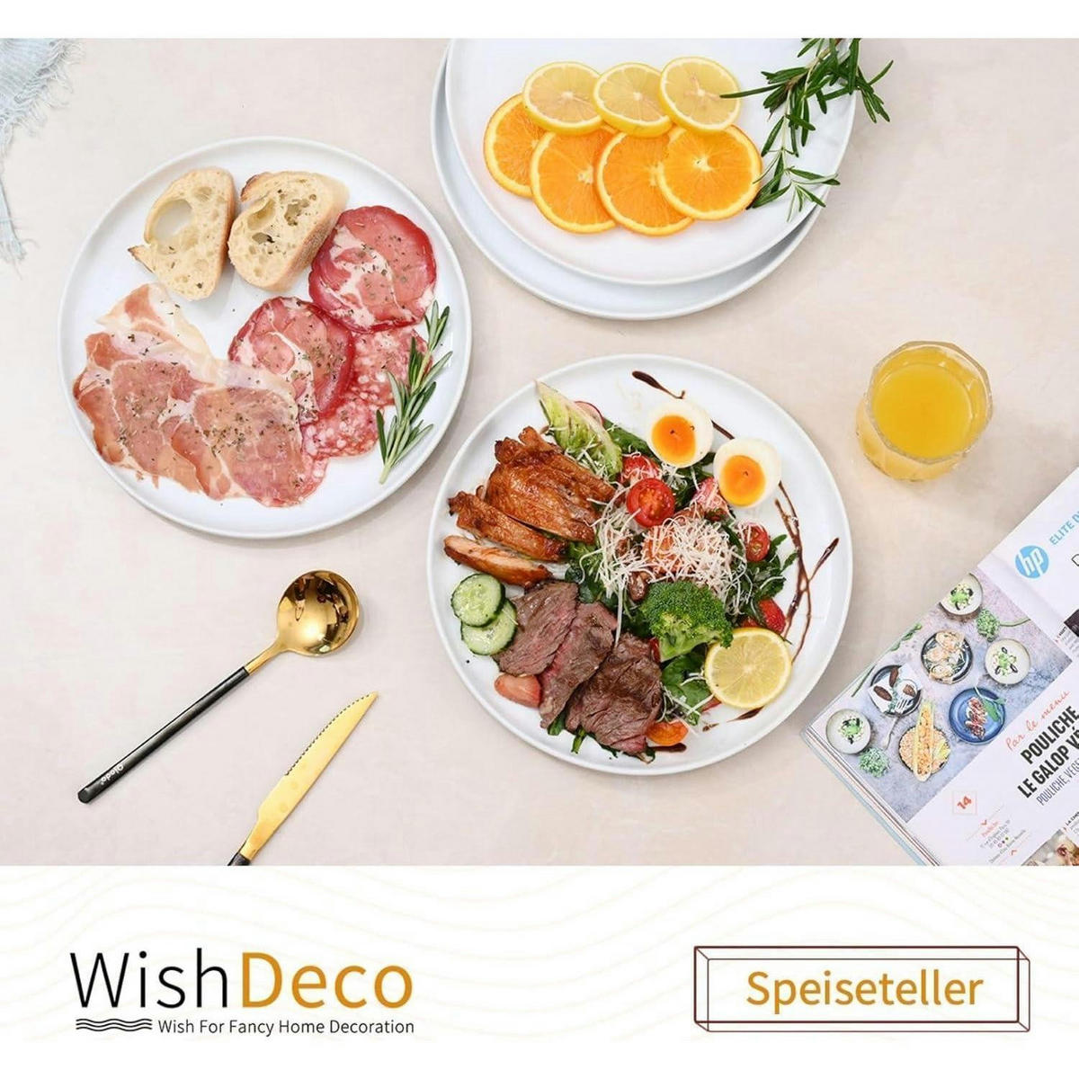 SPEISETELLER 4er Set Weiß 27 cm - Weiß, Keramik (27/27/2.2cm)