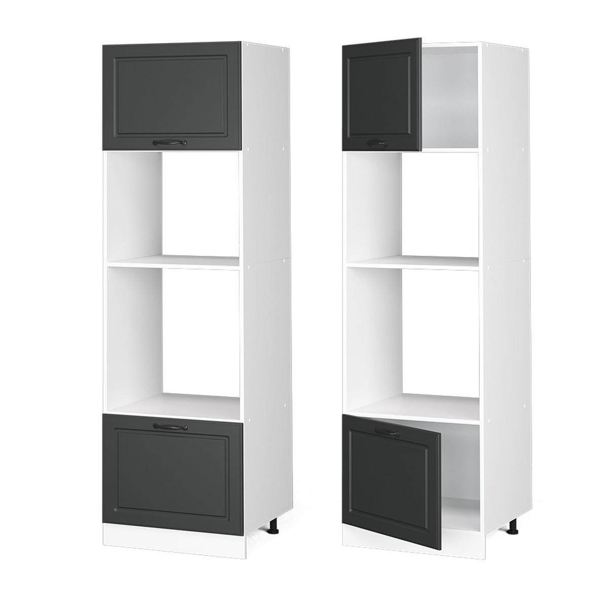 MIKROWELLENSCHRANK R-Line Anthrazit Landhaus 60 cm - Anthrazit/Weiß, Holzwerkstoff (60/206.8/57.2cm) - Vicco