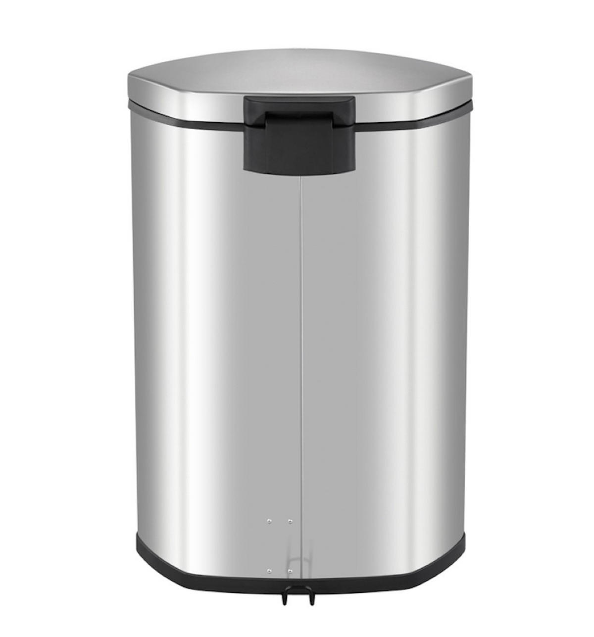 MÜLLEIMER Auffallender Muschelförmiger 50 Liter 69 x 45 x 40,6 cm Edelstahl & Silber - Silberfarben, Metall (45/69/40.6cm) - PROREGAL