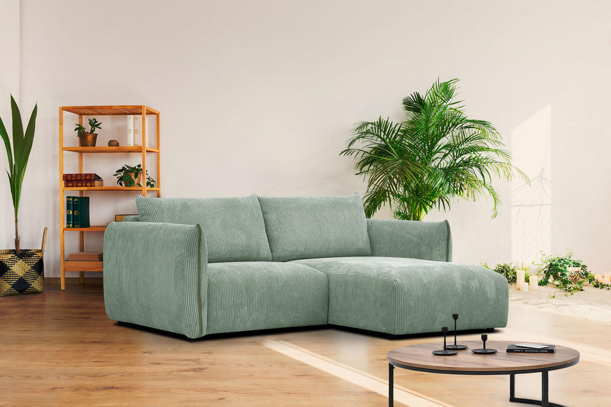 ECKSOFA TAUER 3-Sitzer, mintgrün - Schwarz/Mintgrün, Holzwerkstoff/Kunststoff (206/173cm) - Courtois Laville
