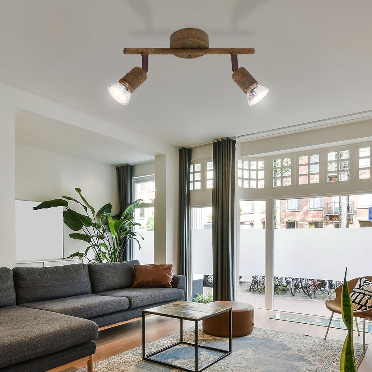 LED DECKENLEUCHTE Olana rostfarben Braun - Braun, Metall (26/8/15cm) - Globo Lighting