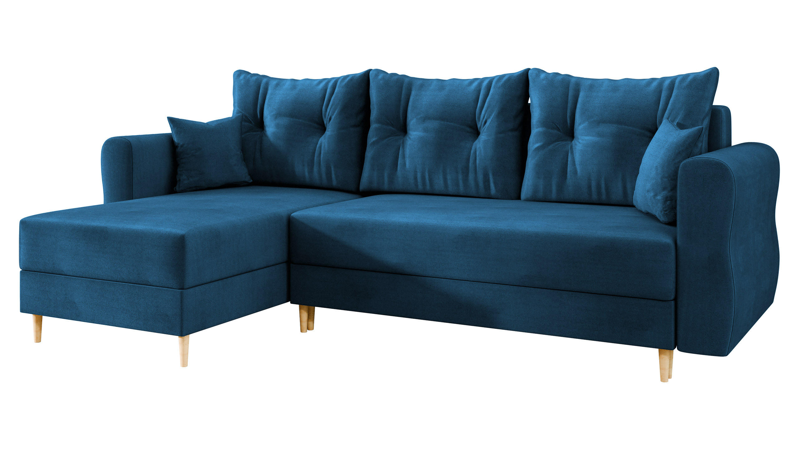 ECKSOFA Zako L - Blau/Naturfarben, Holz/Textil (238/138cm) - MIRJAN24