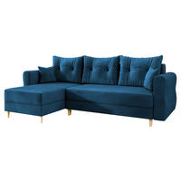 ECKSOFA Zako L - Blau/Naturfarben, Holz/Textil (238/138cm) - MIRJAN24