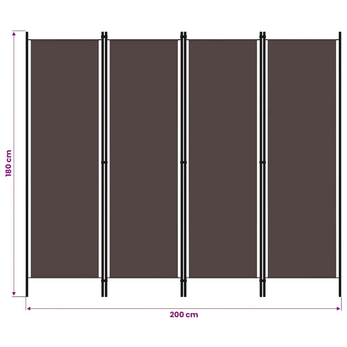 RAUMETEILER 4-teilig Braun 200/180 Cm - Braun, Textil (180/0.1/200cm) - vidaXL