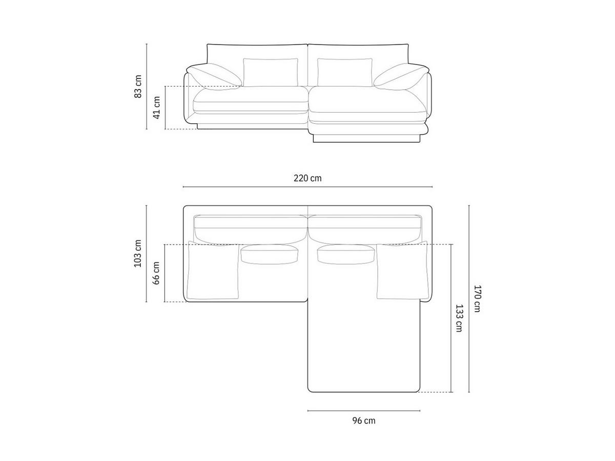 ECKSOFA rechts Torino aus strukturiertem Stoff dunkelgrau 3 Sitzplätze - Dunkelgrau, Textil (170/220cm) - Micadoni