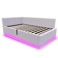 STAURRAUMBETT 90/200 cm DE-02148, in Grau, mit LED, USB-C und Hydraulik - Grau, Holzwerkstoff (90/200cm) - ComfortXL