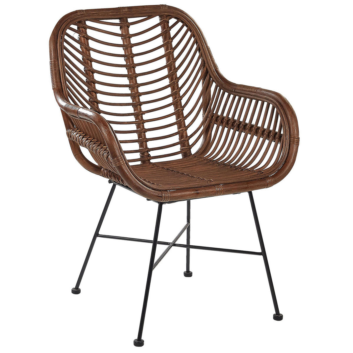 RATTANSTUHL Rattan Braun Canora - Braun, Naturmaterialien/Metall (64/89/51cm) - Beliani