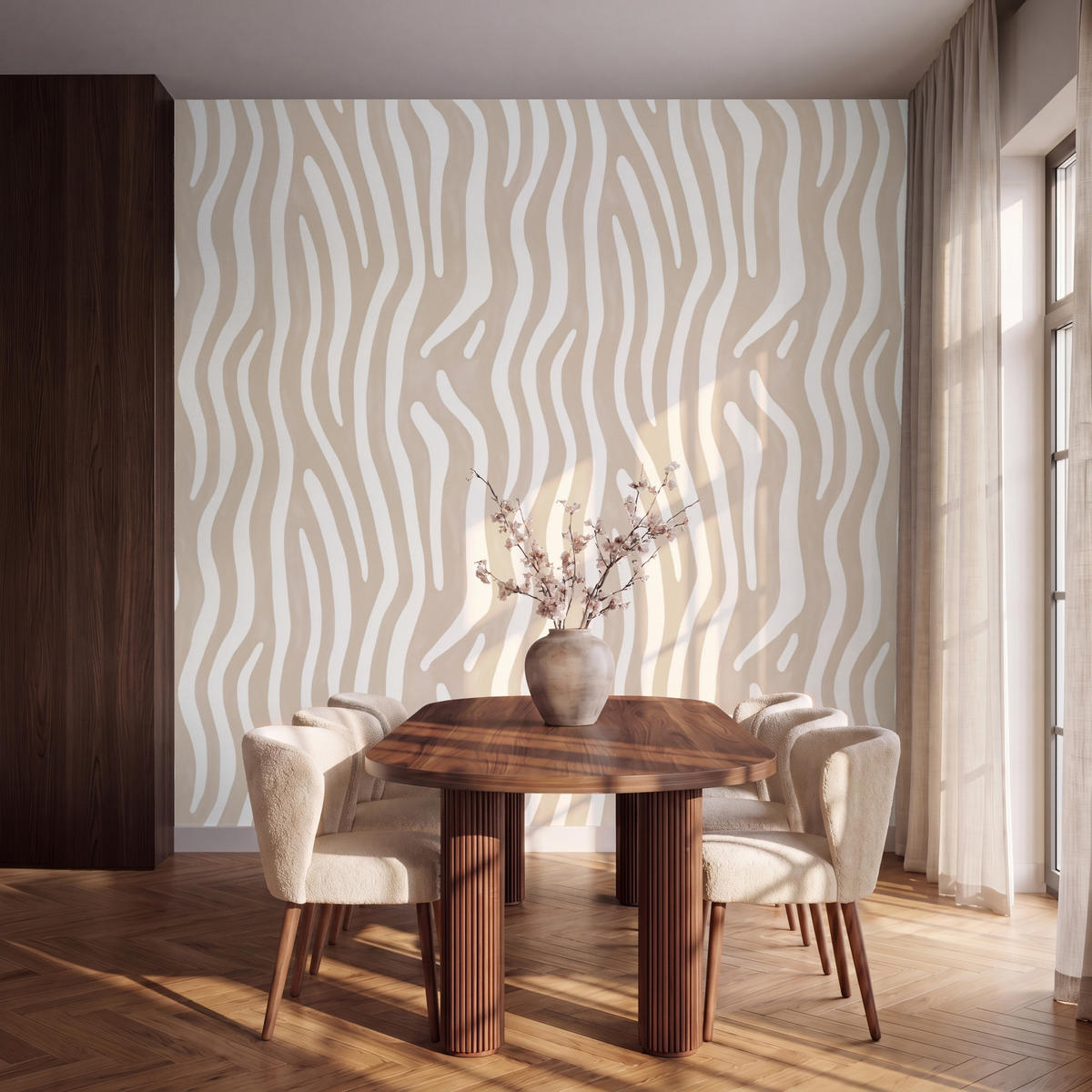 TAPETE - Abstrakt - Zebra - Beige - 280x280 cm - Beige, Papier (280/280cm) - OnlyWow