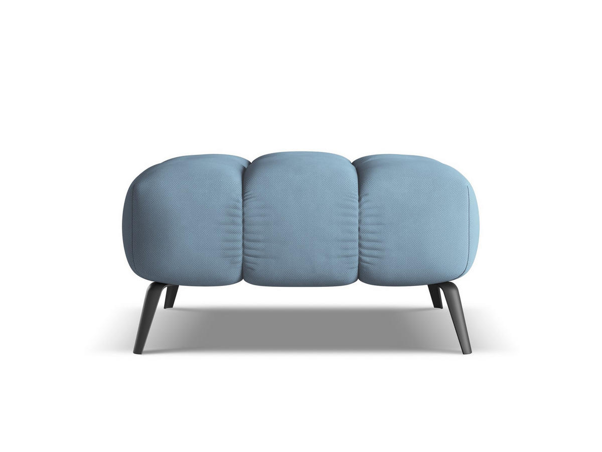 POUF Chenille Stoff Blau - Blau/Blaugrau, Textil/Metall (78/41/60cm) - Makamii