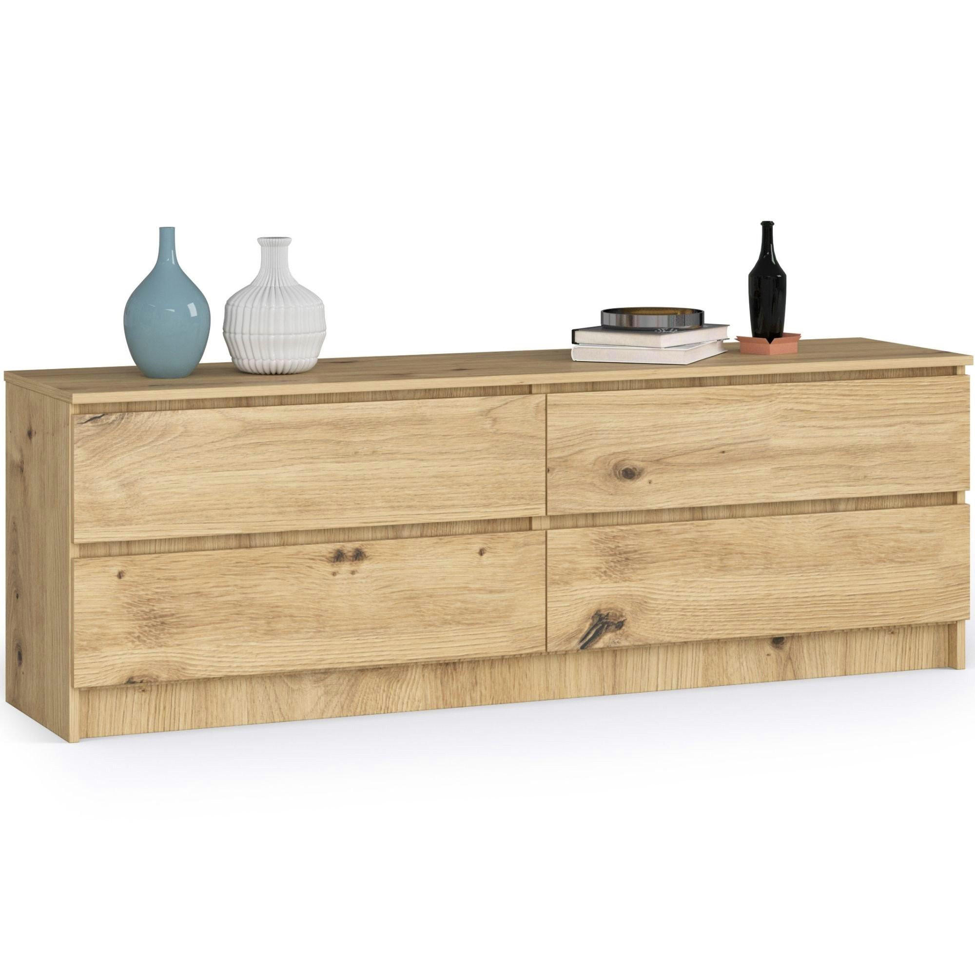 KOMMODE K160 4 Schubladen, Artisan, 160x40x54 cm - Eiche Artisan, Holz (160/54/40cm) - Milordbikes