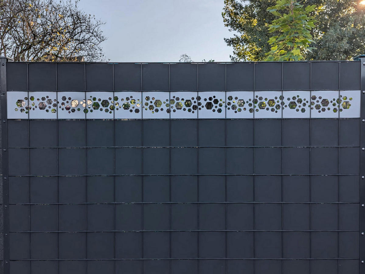 SICHTSCHUTZSTREIFEN PREMIUM Dekor Hexagon Einzelstreifen Weiß 2,55m - Weiß, Kunststoff (255/19cm) - ZAUN|ZU