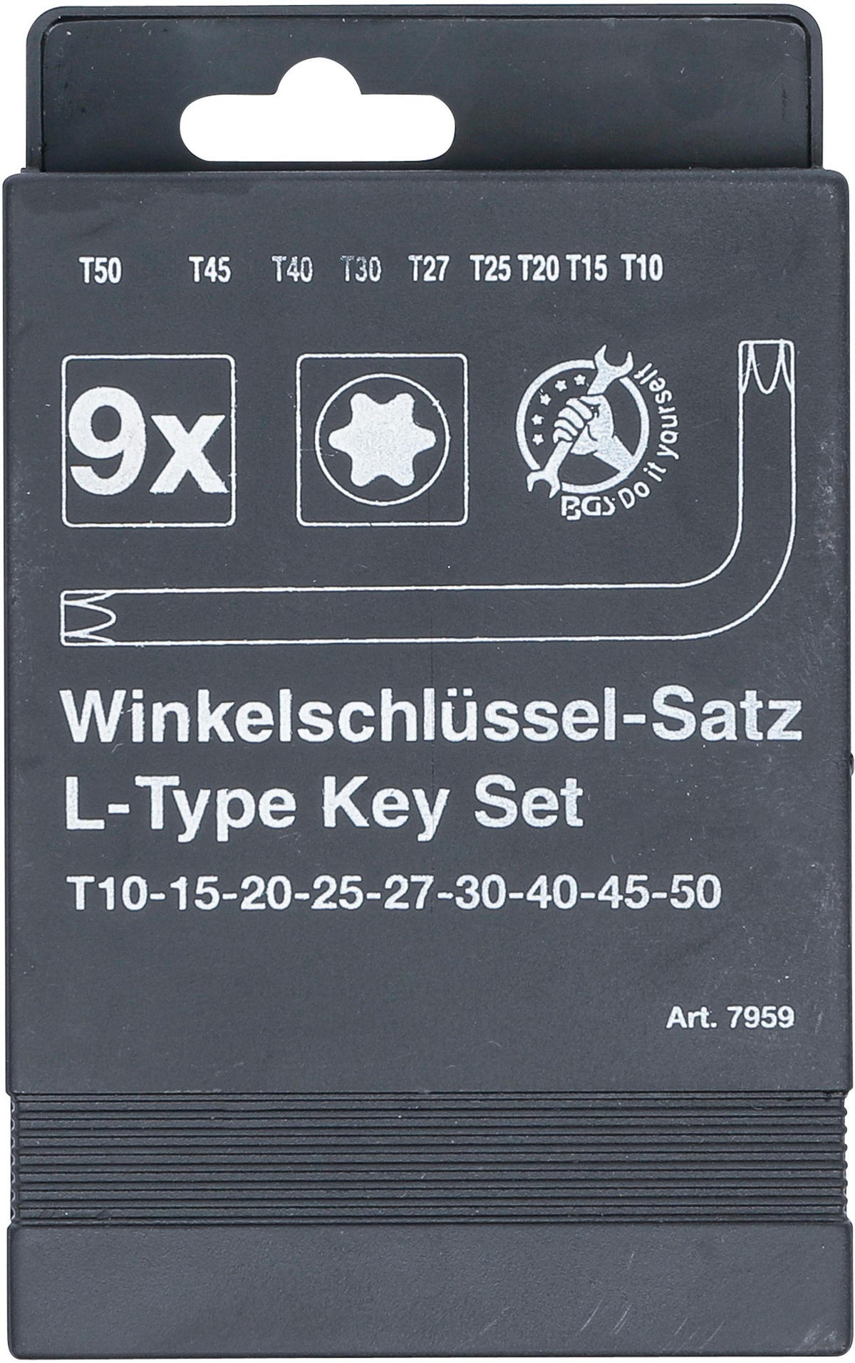 WINKELSCHLÜSSEL-SATZ | T-PROFIL (FÜR TORX) T10 - T50 | 9-TLG. - Multicolor, Kunststoff/Metall (1/1cm) - BGS technic