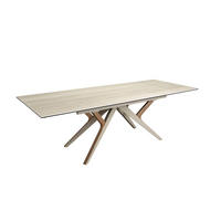 ESSTISCH Rechteckiger ausziehbarer Esstisch aus Porzellanmarmor, Stahl in Sandmetallic und Nussbaum 180/100/76 cm - Beige, Stein/Metall (100/180/76cm) - ANGEL CERDA
