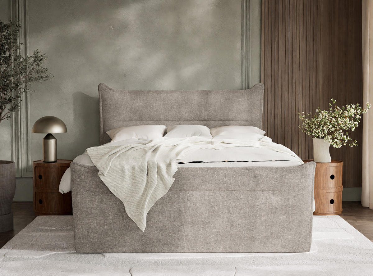 BOXSPRINGBETT Pelino 200/200 cm, in Braun, Bettkasten, Matratze, Topper - Schwarz/Braun, Holz/Holzwerkstoff (200/200cm) - Maison de Reve