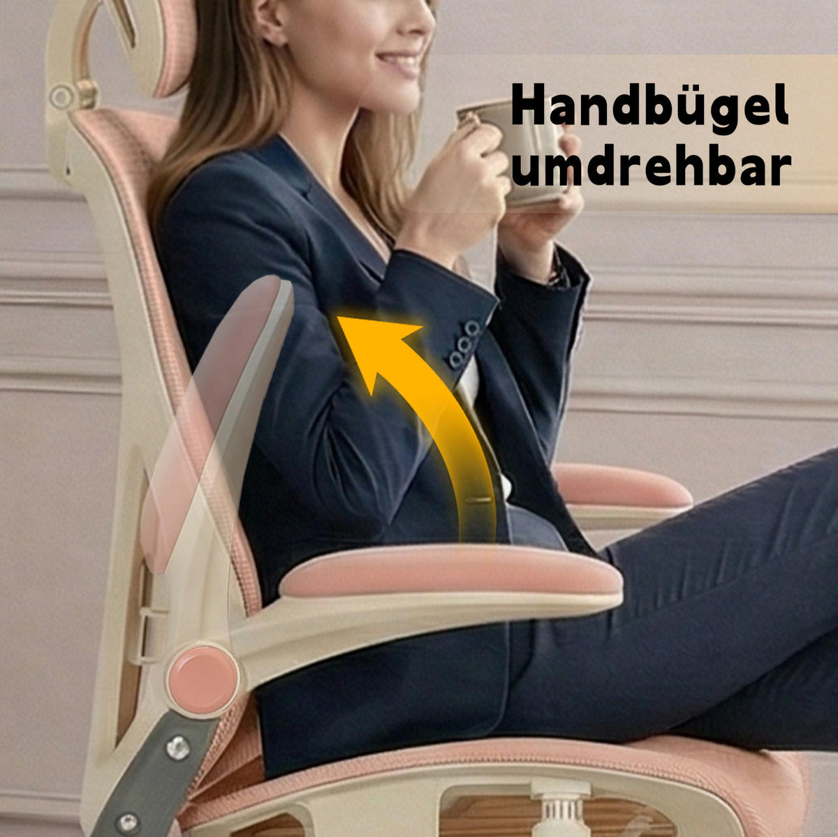 DREHSTUHL 67/67/129 cm pink aus Mesh mit klappbarer Rückenlehne und Taillenstütze - Pink, Textil (62/129/48.5cm) - OKWISH