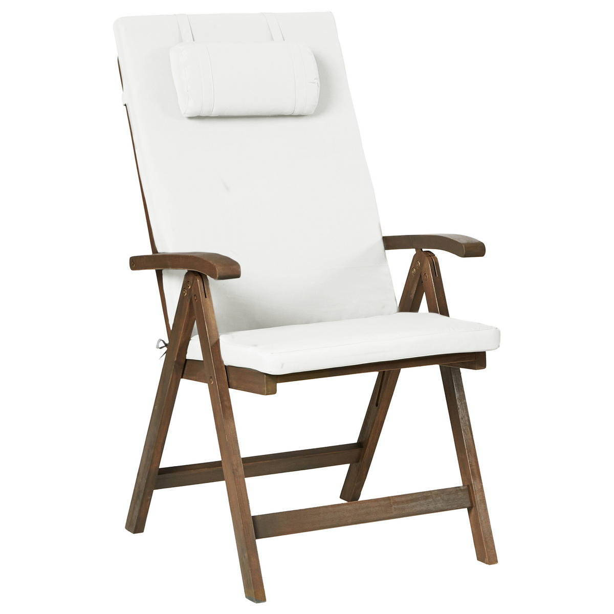 STUHL 6er-Set und Sitzkissen Akazienholz Cremeweiß Amatea Premium - Weiß, Holz (54/105/69cm) - Beliani
